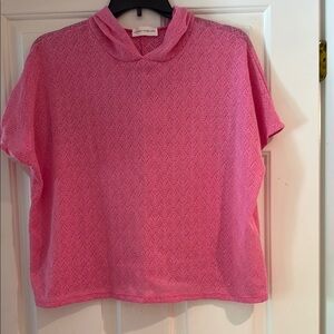 Lovely Melody boutique hooded Pink Lace Women's Top NWOT